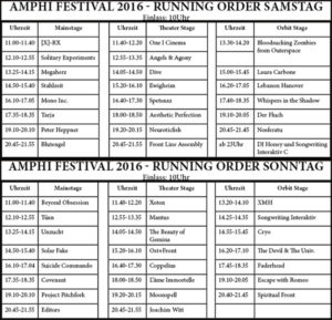 Amphi Festival 2016 - Running Order