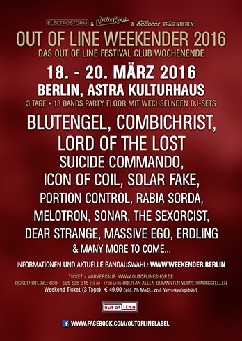 Out Of Line Weekender 2016 (18. – 20. März) Out of Line Weekender 2016 - Flyer