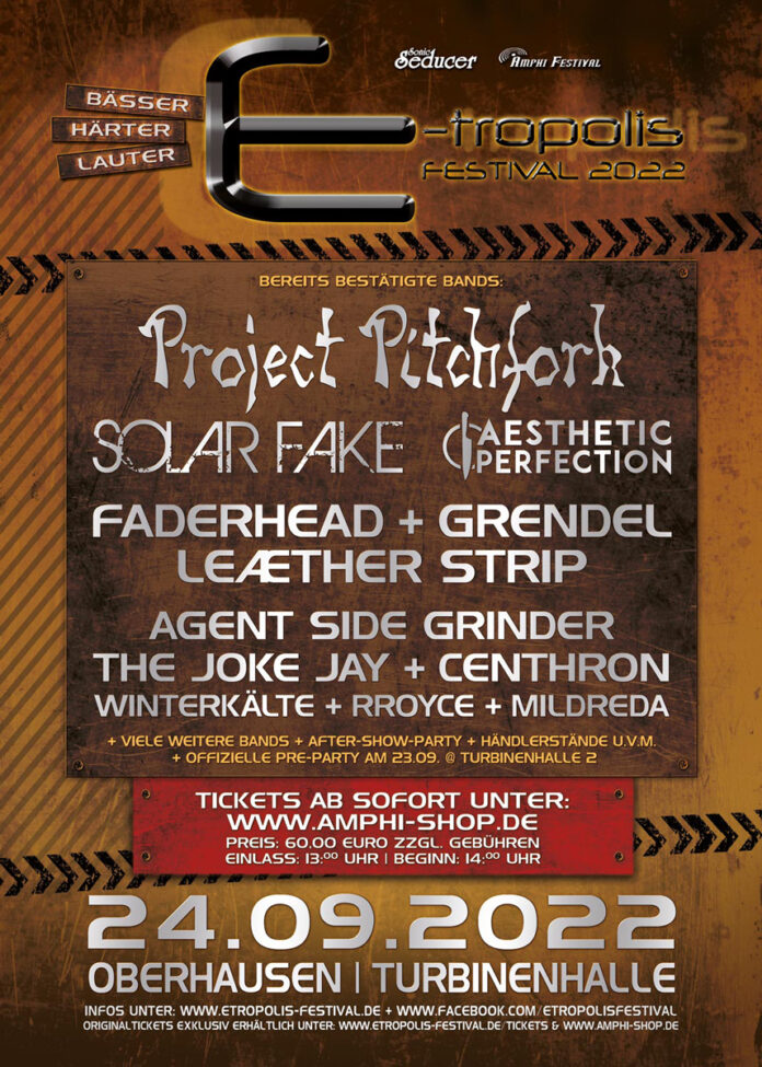 E-Tropolis Festival 2022: Aesthetic Perfection, Agent Side Grinder und Centhron bestätigt E-tropolis Festival 2022
