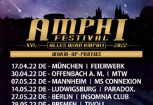 Amphi Festival 2022 – Warmup Parties angekündigt Amphi Festival 2022 - Warmup Parties Flyer
