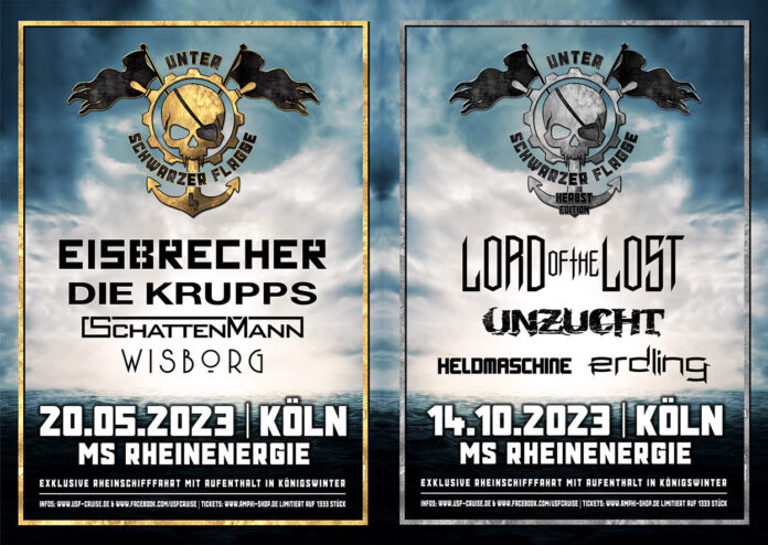 Unter Schwarzer Flagge findet 2023 zweimal statt – Vorverkauf gestartet Unter Schwarzer Flagge 2023 - Flyer mit Ankündigung der Events, Headliner und Termine