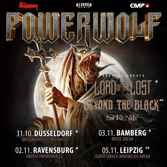 Powerwolf gehen mit Lord of the Lost u.a. im Herbst auf Tour Powerwolf Tour 2023 - Flyer