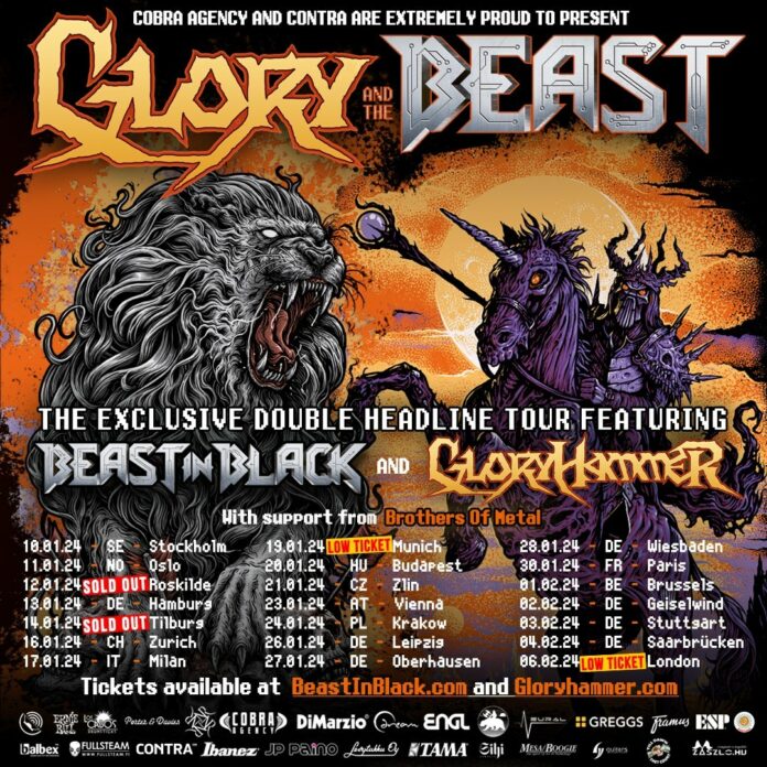 Beast in Black gehen mit Gloryhammer auf „Glory and the Beast“ Europatour 2024 Gloryhammer und Beast in Black - Glory and the Beast Tour 2024