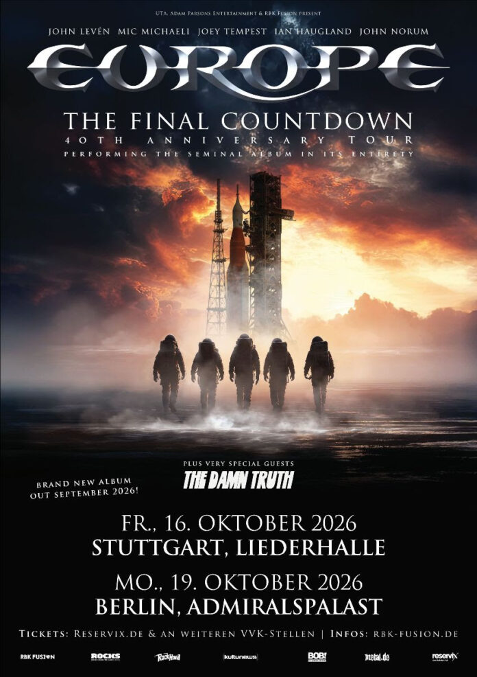 Europe bringen ihre “The Final Countdown 40th Anniversary” Tour für zwei Shows nach Deutschland © Europe The Final Countdown 40th Anniversary Tour 2026