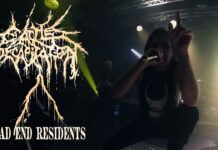 Cattle Decapitation präsentieren Video zu „Dead End Residents“; kündigen neue Albumpläne an Live metal concert: vocalist kneels on stage with microphone, band logo and bright stage lights behind him.